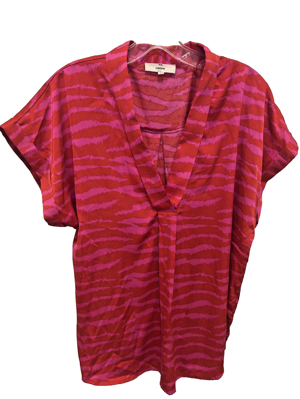 Entro Shirt Womens Medium Pink Red Blouse Lightweight Boho Cottage